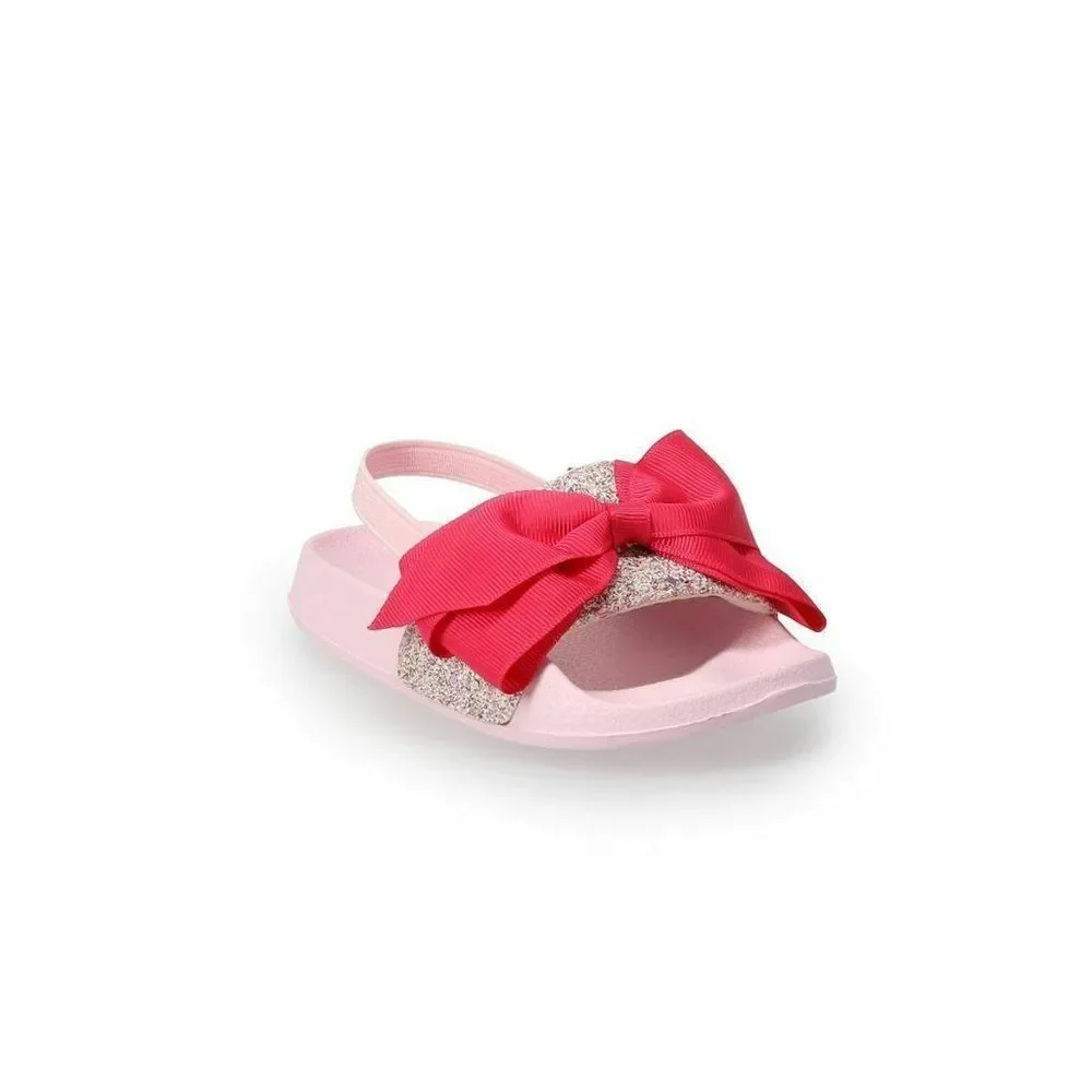 Toddler Girls Glitter Bow Slide Sandals Size 5 6‎ New